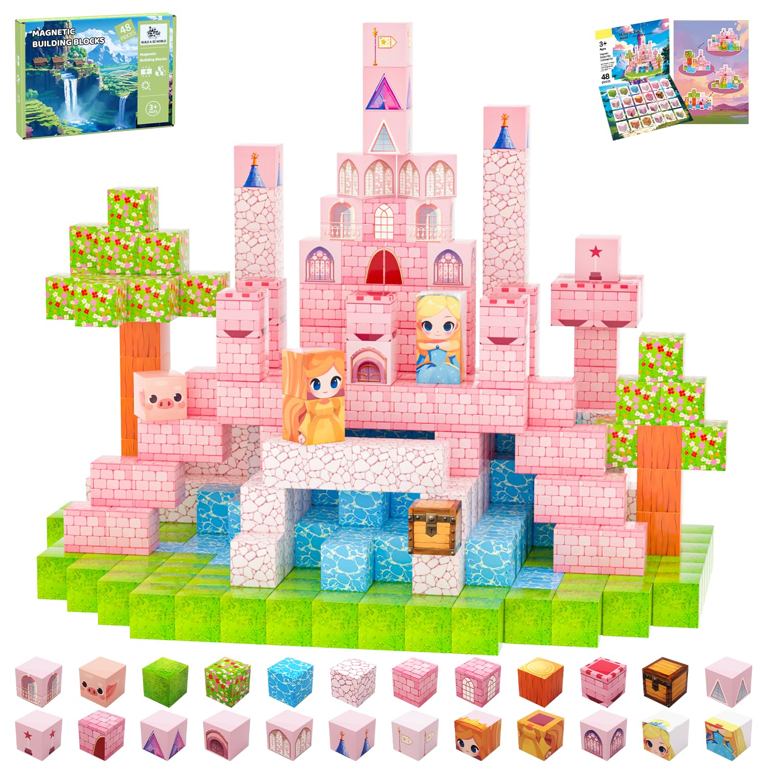 Amazon.com: SSAWER Magnetic Blocks Building Toys for Kids, 48 PCS
